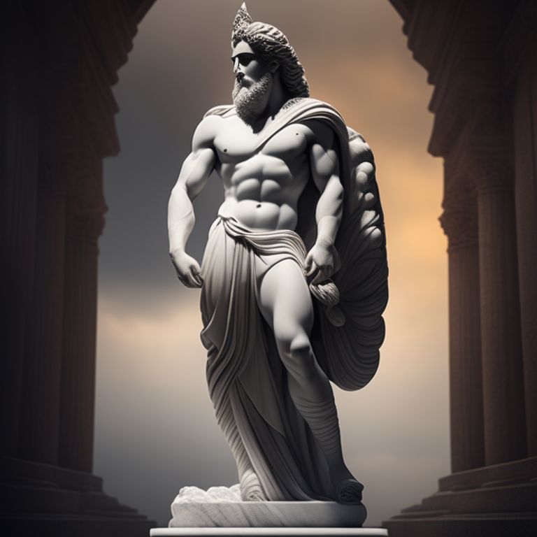 wickedyak440 marble statue of a god of thunder