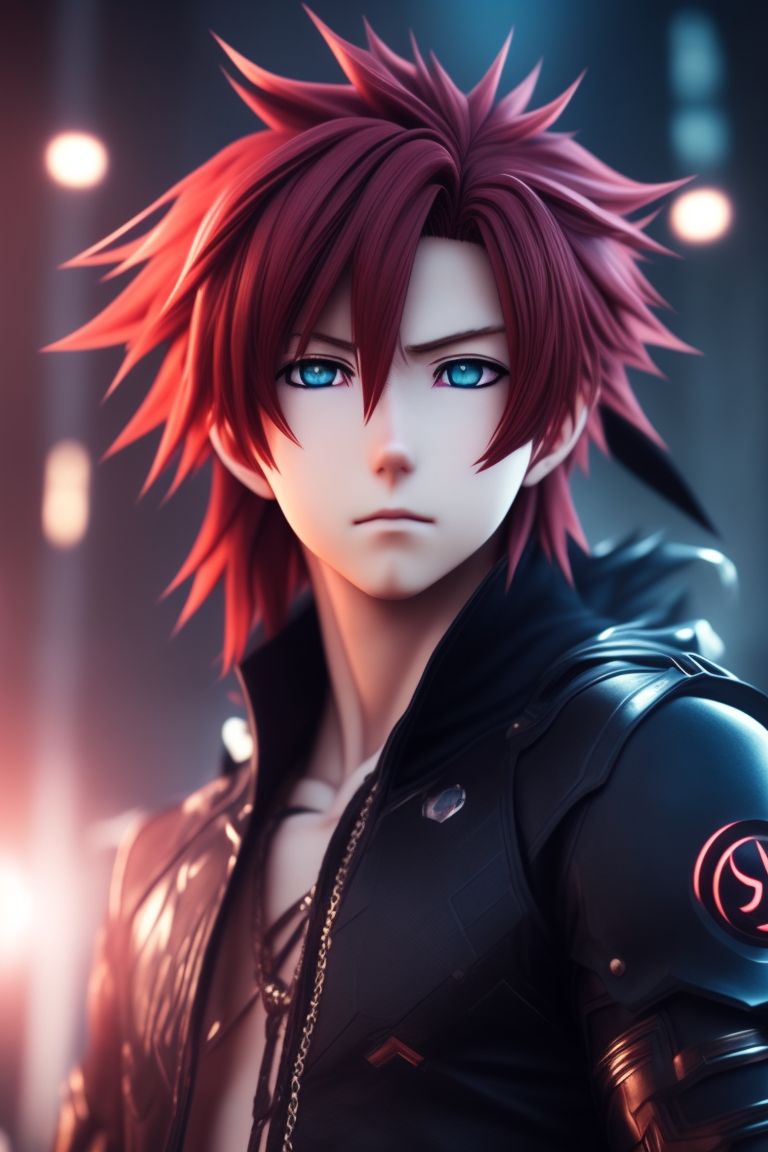 anime boy with red hair