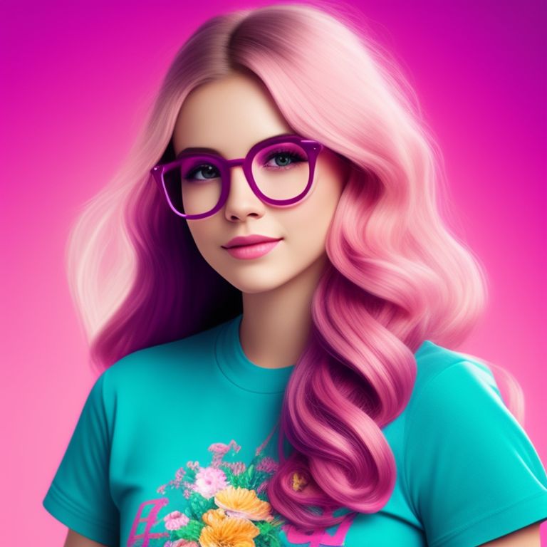 Watercolor style, Zoomed out, Flower border, Pixar style, disney style, dreamwork style, light background color, 3d rendering, /imagine prompt: Full-length Portrait, pretty young woman with blonde hair in ponytails, wearing a pink t-shirt, shorts, and pink glasses, beautiful, Realistic, Photography, human-like, realistic beautiful , fit and attractive, long beautiful hair, standing in a cute pose in front of her fans, happy, pink, digital art, hyper realistic photography, Masterpiece, superrealism, realistic face, realistic hair, realistic eyes, realistic characters, realistic body, realistic:::: https://firebasestorage.googleapis.com/v0/b/noonshot-prod.appspot.com/o/midjourney%2Fimages%2F7a620c5b-9b00-41bb-b070-4cfdc226a26a?alt=media&token=45225a2b-0b5f-460b-857e-50dd35fa8b8e:: --v 4, sing a song, sweet smile, cute smile, Big bright eyes, fluffy hair, delicate and delicate, incredibly high detail, Natural light, 5 and ctane renderings, in art station, Gorgeous, Ultra wide angle