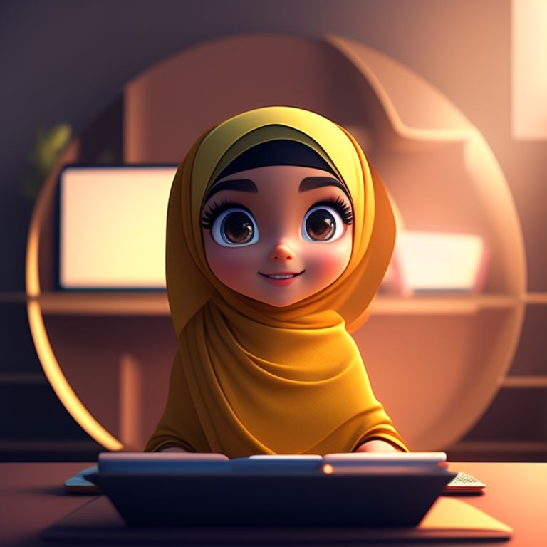 Beautiful and cute hijab girls cartoon pic for wallpapers and