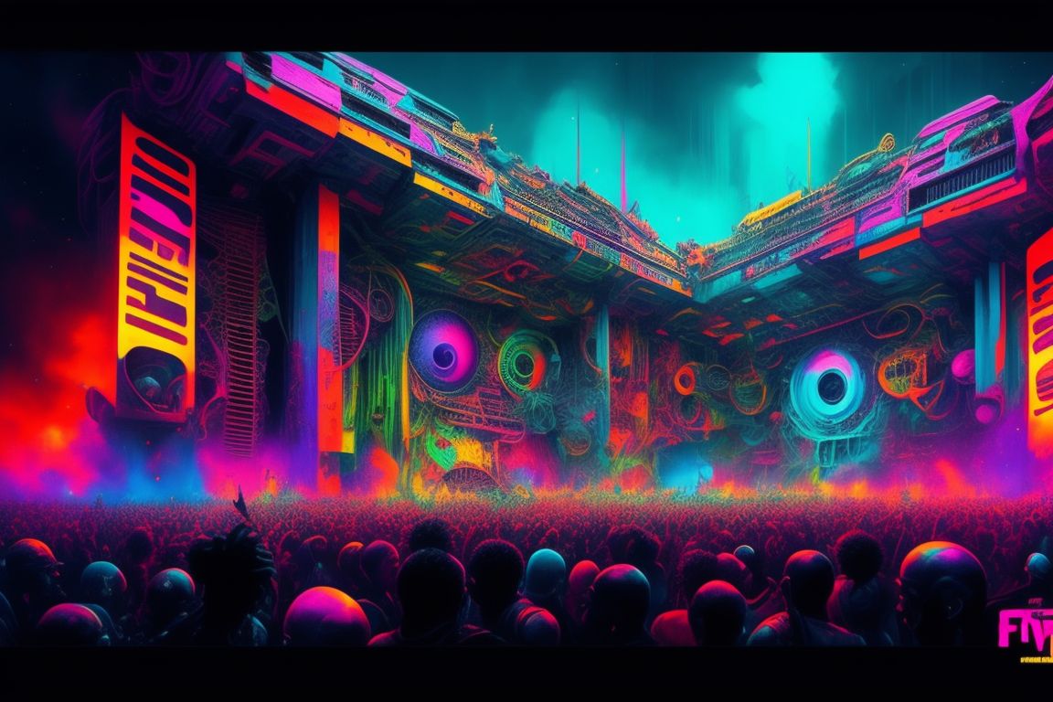 amusingjay718 acid funky house concept art, a lot of free summer funk black people with