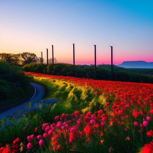 itchyrail796 wild beautiful flowers off a highway, with winding