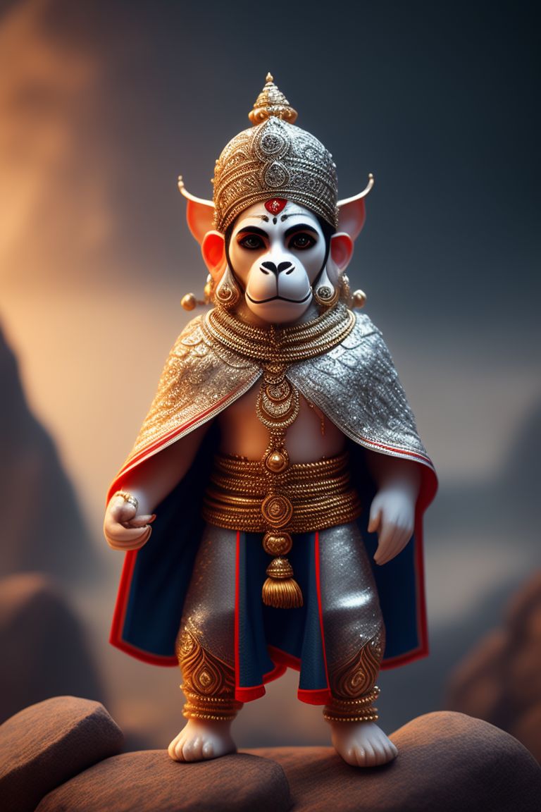 urban-louse367: Cute Hanuman ji stand on a small rock