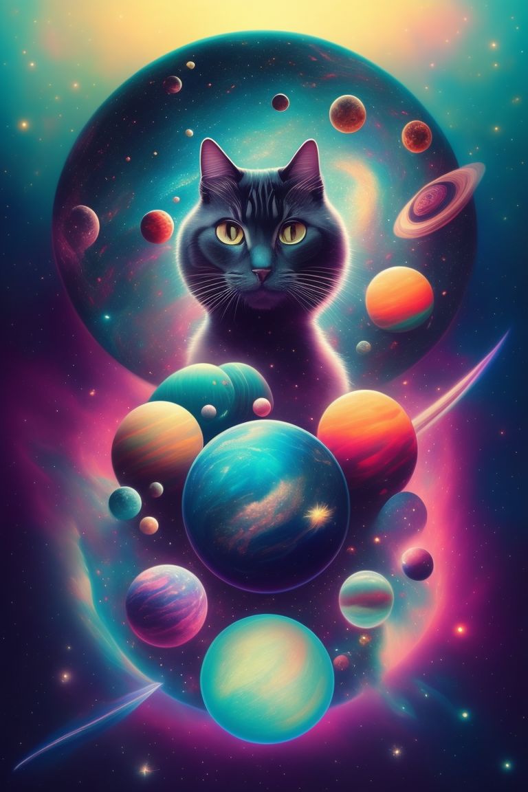 Trippy Galaxy Cat Backgrounds