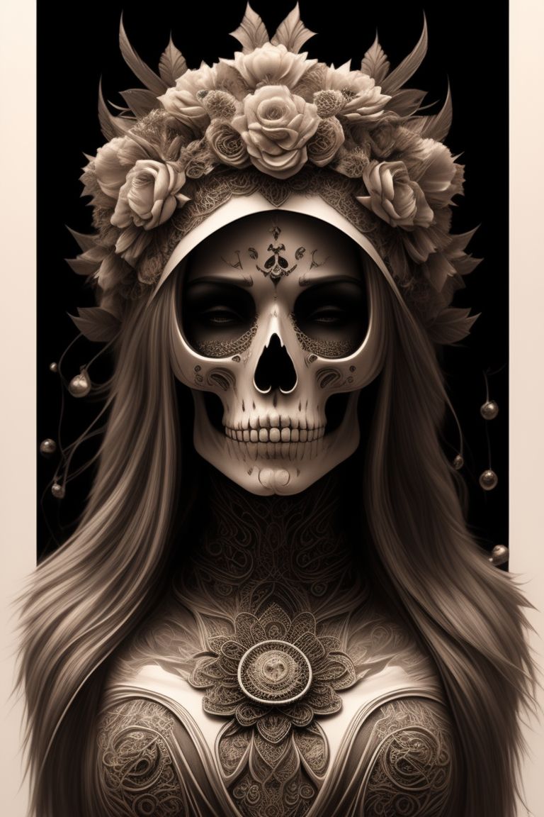 babyish-hare766: beautiful skull realistic santa muerte rough