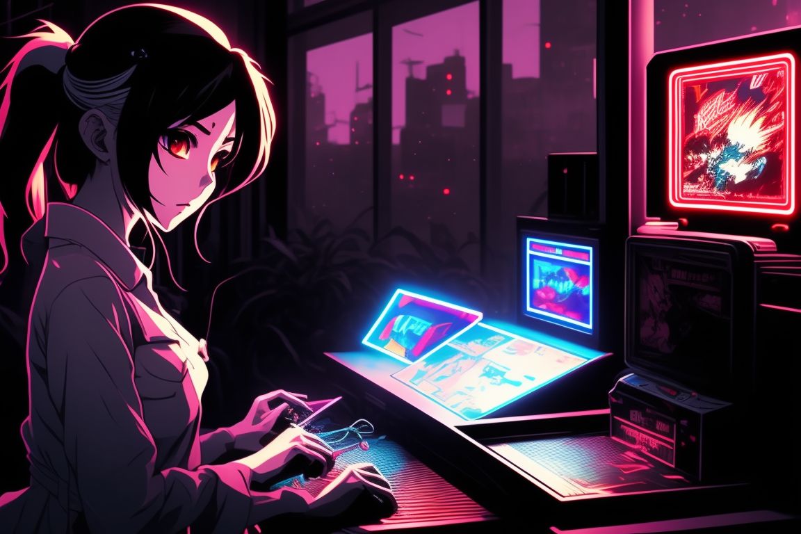 anime girl playing video games