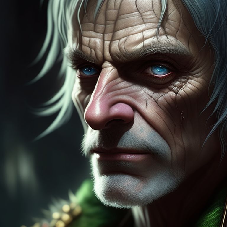 poor dirty ugly beggar, elf, elven, ultra detailed fantasy, dndbeyond, bright, colourful, realistic, dnd character portrait, pathfinder, pinterest, art by ralph horsley, dnd, rpg, face close-up, portrait, ugly, Fantasy character art, Fantasy art, Male elf, Dirty, scarred