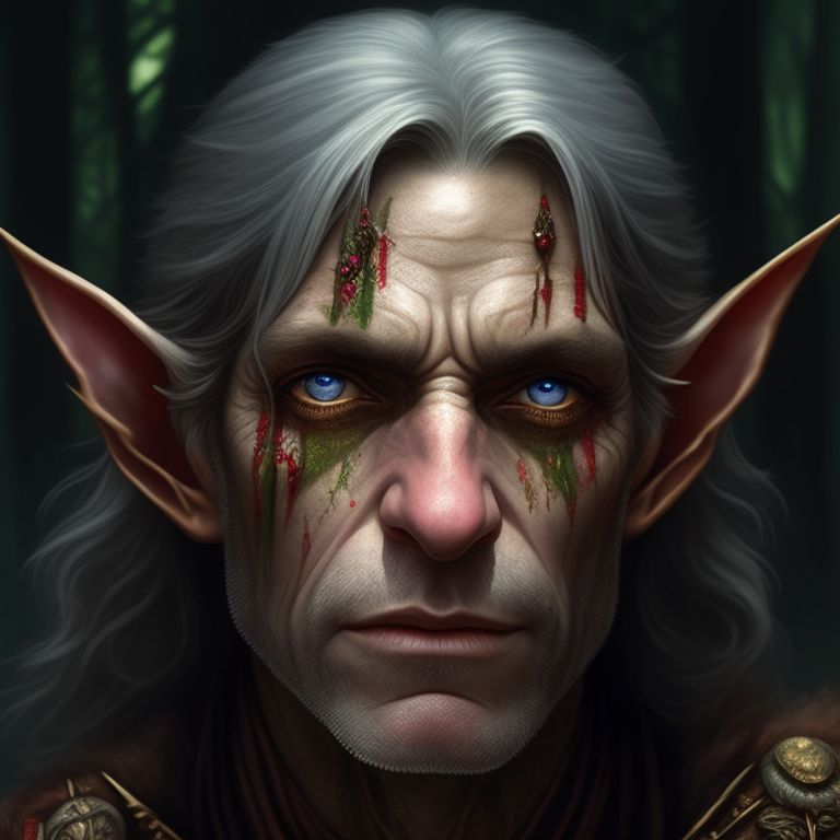 poor dirty ugly beggar, elf, elven, ultra detailed fantasy, dndbeyond, bright, colourful, realistic, dnd character portrait, pathfinder, pinterest, art by ralph horsley, dnd, rpg, face close-up, portrait, ugly, Fantasy character art, Fantasy art, Male elf, Dirty, scarred