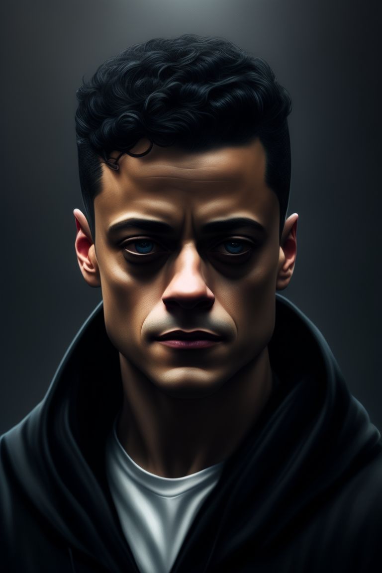 Wallpaper Rami Malek, Mr Robot, Art, Face, Head, Background