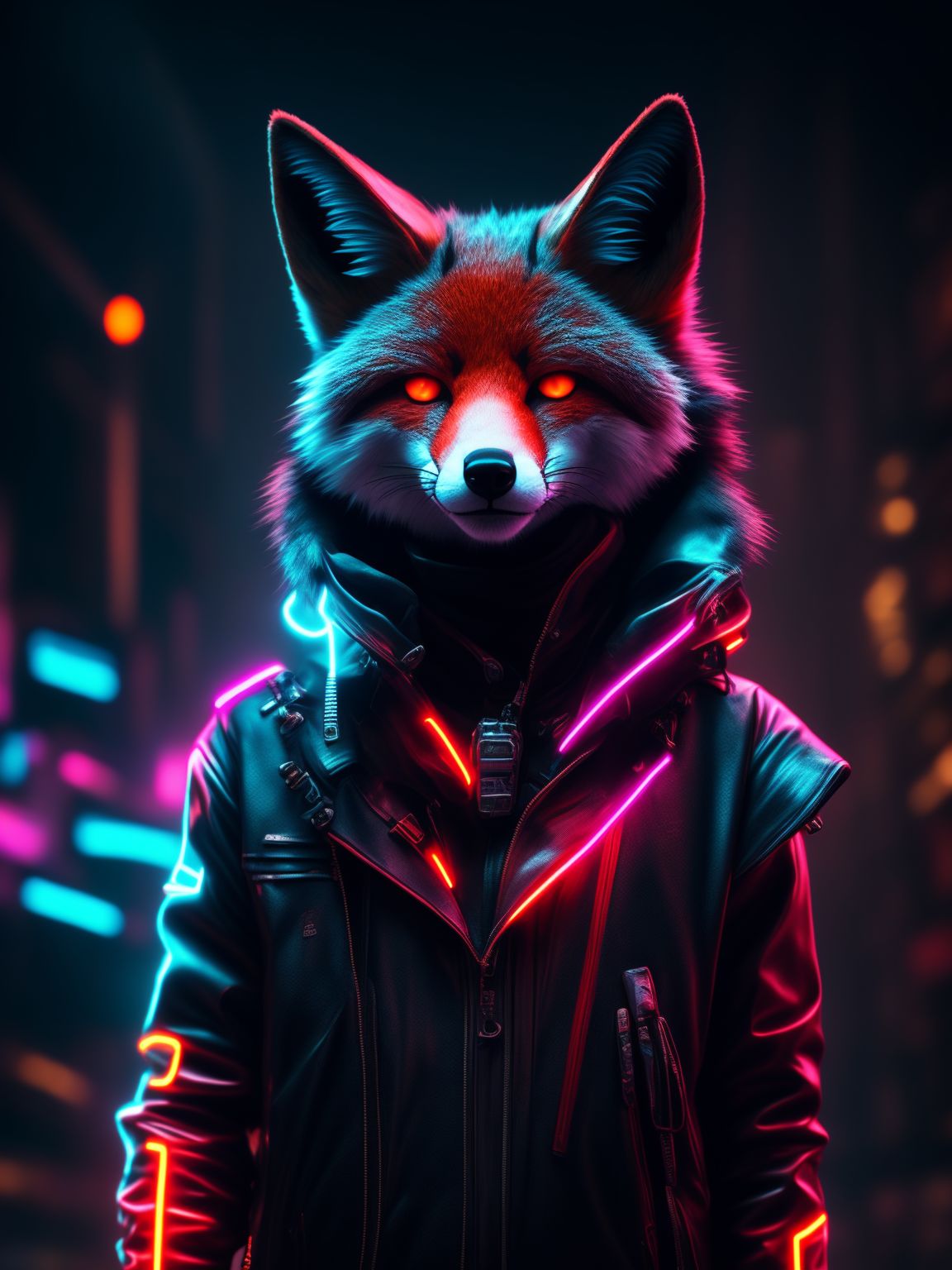 Live wallpaper Furry on the roof cyberpunk / interface personalization