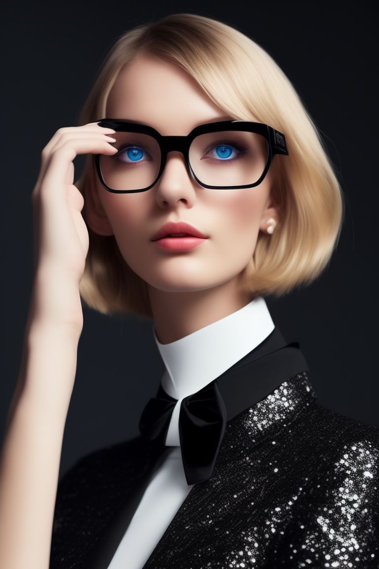 novel mantis124 A tall girl wearing a black and white suit with a