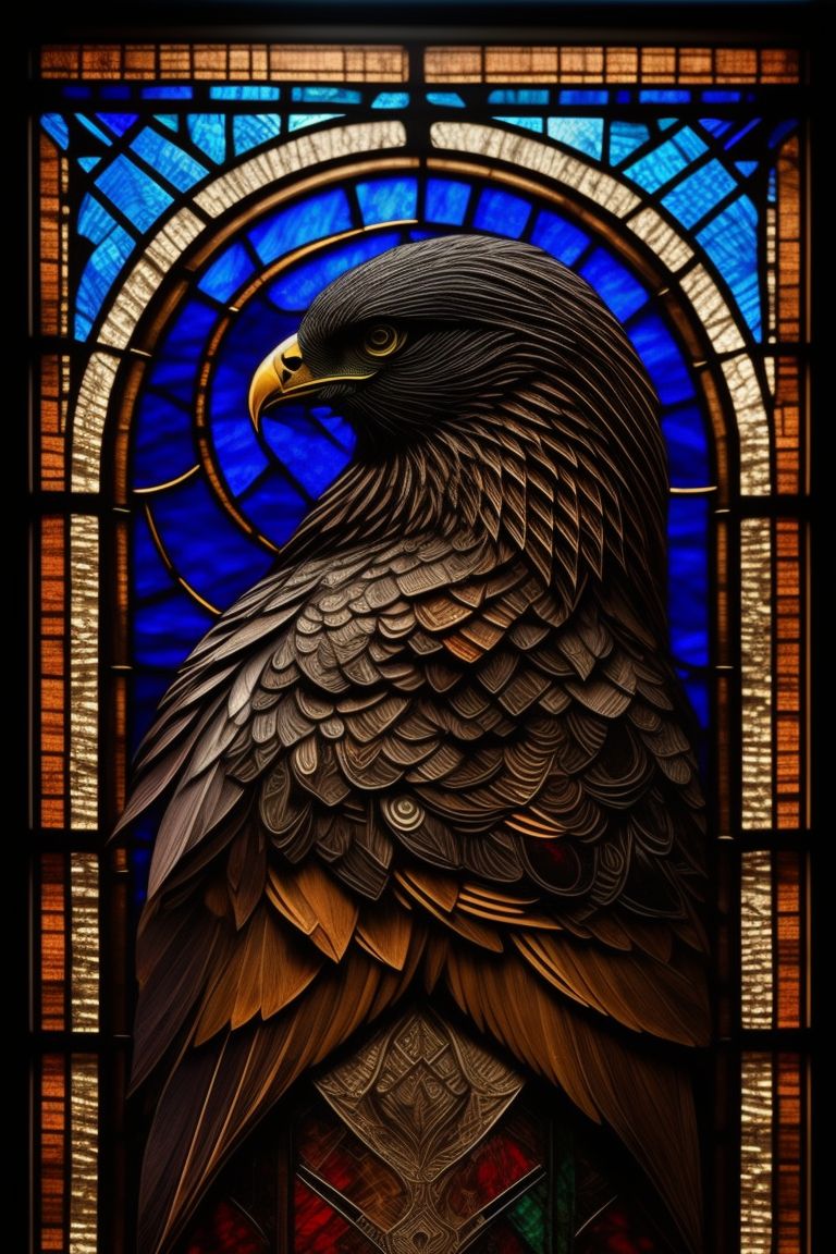 edible-crow416: pen and ink, stained glass, hawk god, feathers
