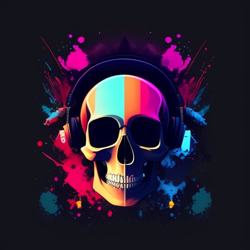 Mushy-loris334: Skull And Music Art For T-shirts, Full Of Colors