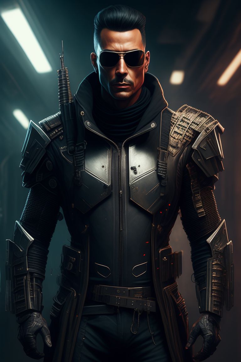 noxiouseel715 full body man facing camera with cyberpunk armor over