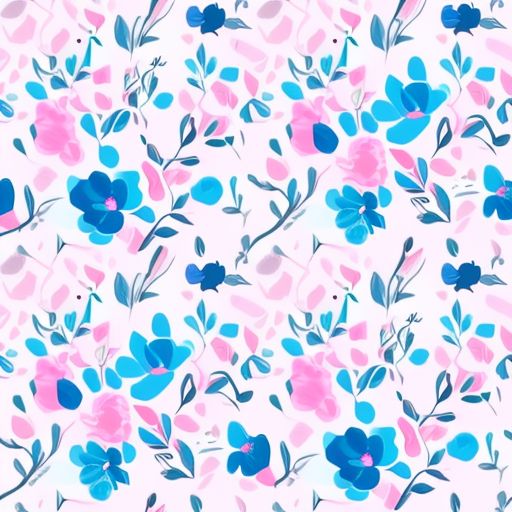 Vector luxury pink and blue floral seamless pattern, with no text
