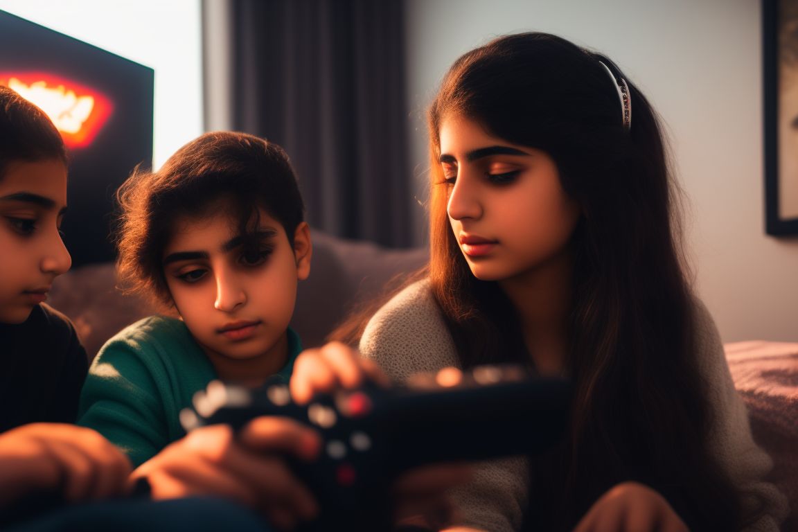 rigid-otter281: Beautiful 22 years old persian girl playing video game with  her 18 years old and 10 years old brother