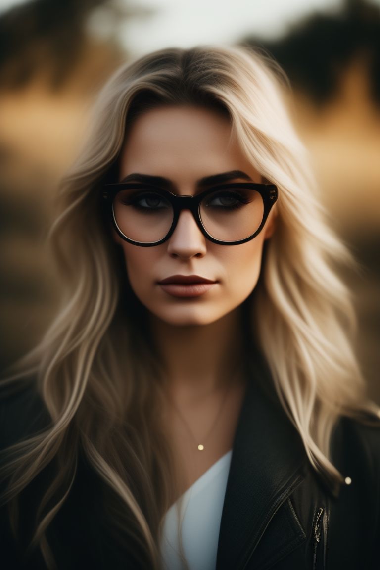 amused-ape502: create pretty blonde woman wearing glasses with expression  of being very surprised and in awe