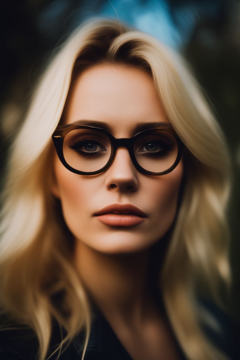 amused-ape502: create beautiful blonde woman wearing glasses with  expression of being very surprised and in awe with both hands on her face