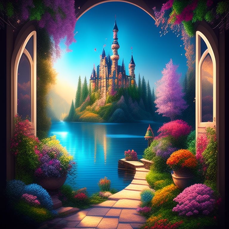 5D DIY Full Diamond Painting Set Tree Castle Lake Embroidery