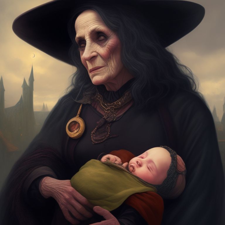 moral-turtle525: drawing old gerotype, ugly old witch with baby witch ...