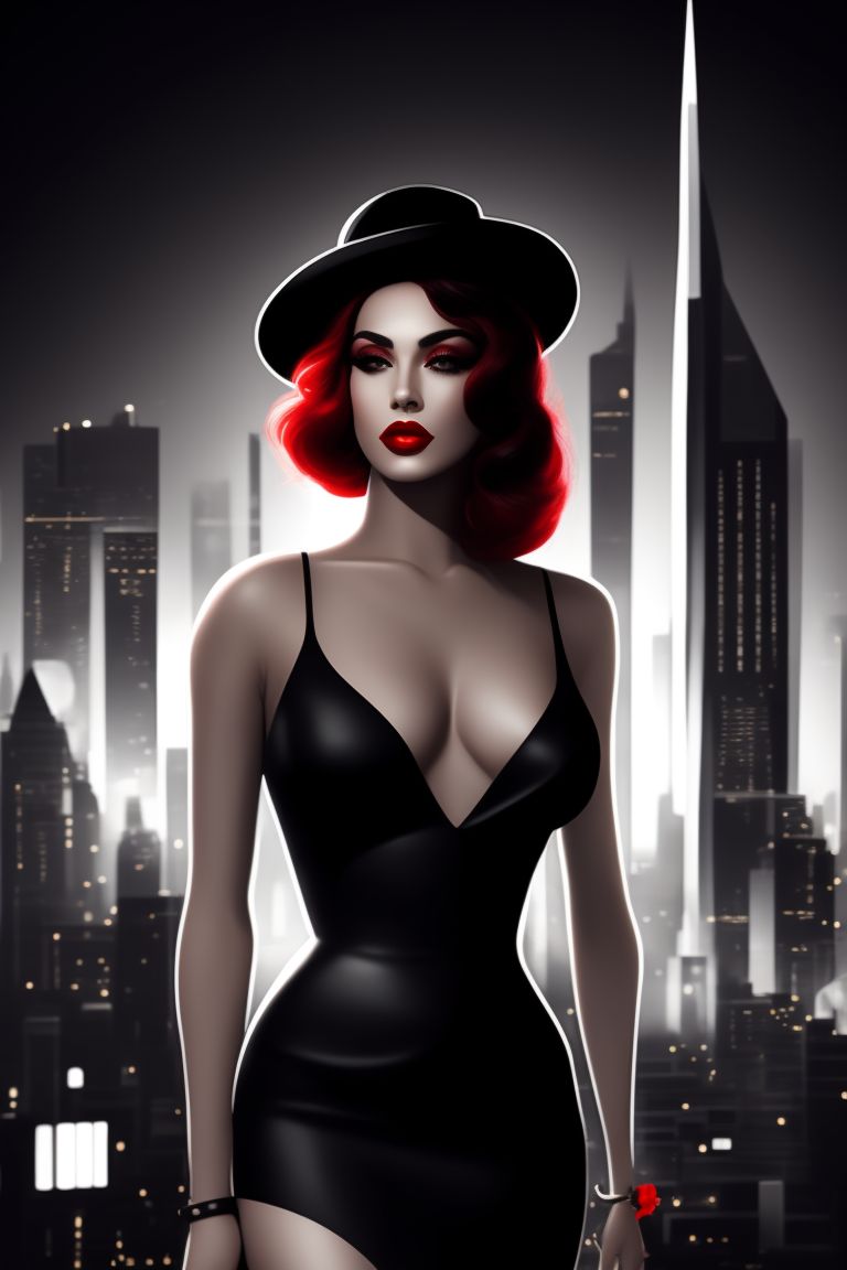 Moodybrowneyes A Digital Portrait Of A Femme Fatale With Bold Red Lipstick