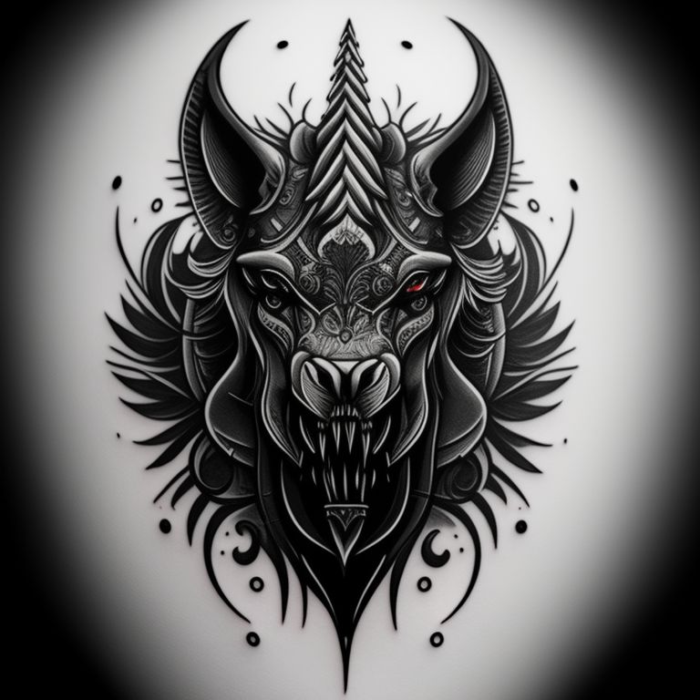 tattoo evil unicorn black and white lineart simple
, Sharp focus, macabre, lovecraftian horror, traditional tattoo style