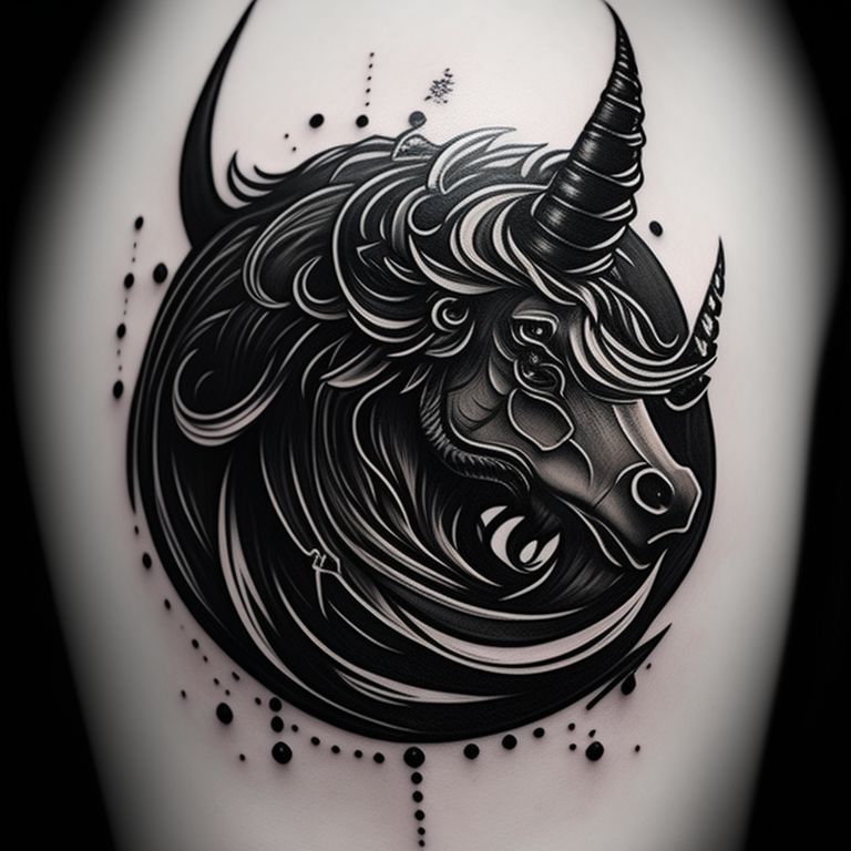 tattoo evil unicorn black and white lineart simple
, Sharp focus, macabre, lovecraftian horror, traditional tattoo style