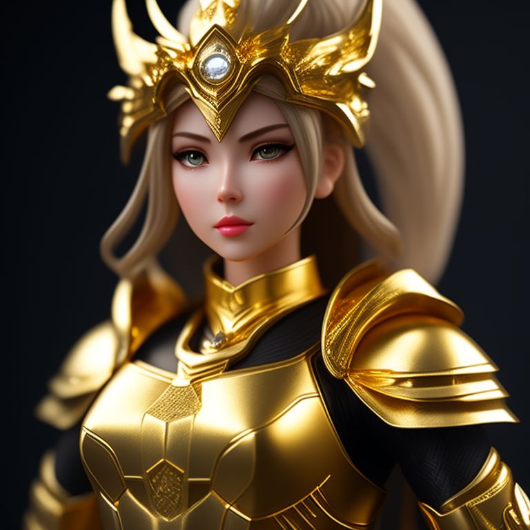 Prize Tapir238 8k Resolution 3d Female Character Gold Armor Gold