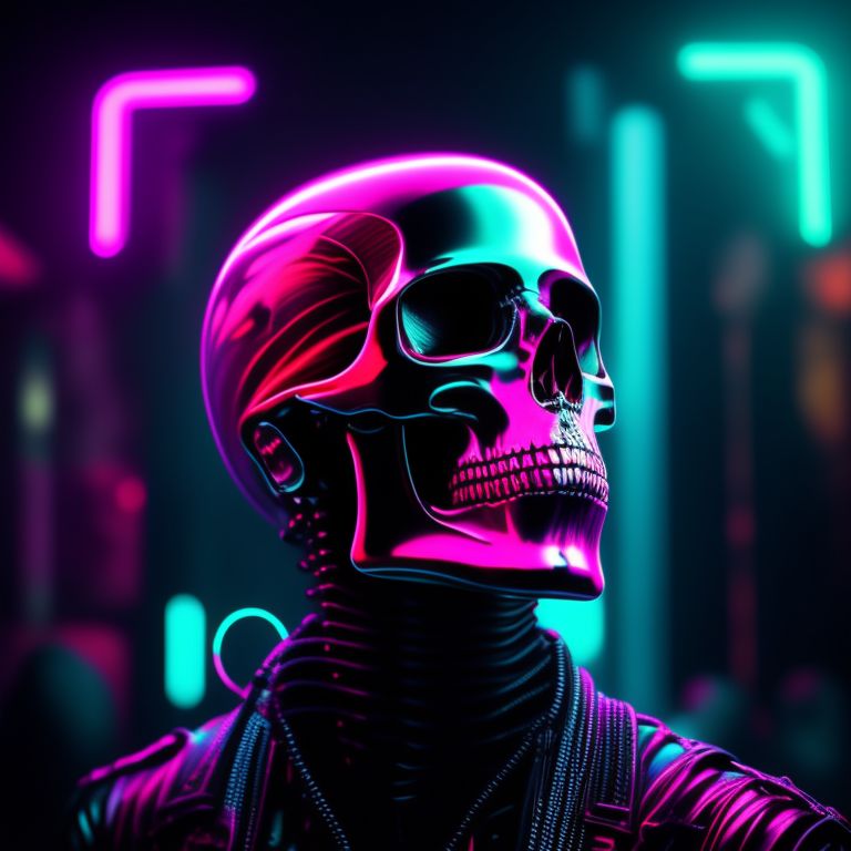 Cyberpunk skull neon lights cool dystopia -  Portugal