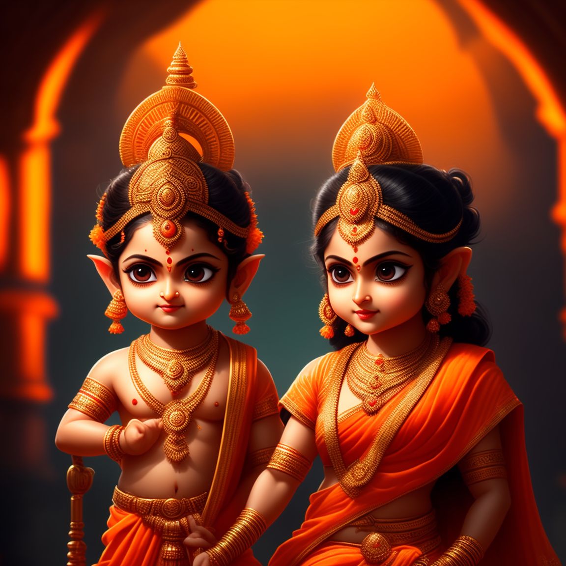 exotic-hare177: Hindu god lord Ram wearing orange clothes with his ...
