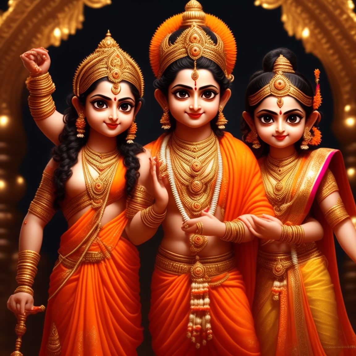 exotichare177 Hindu god lord Ram wearing orange clothes with his wife