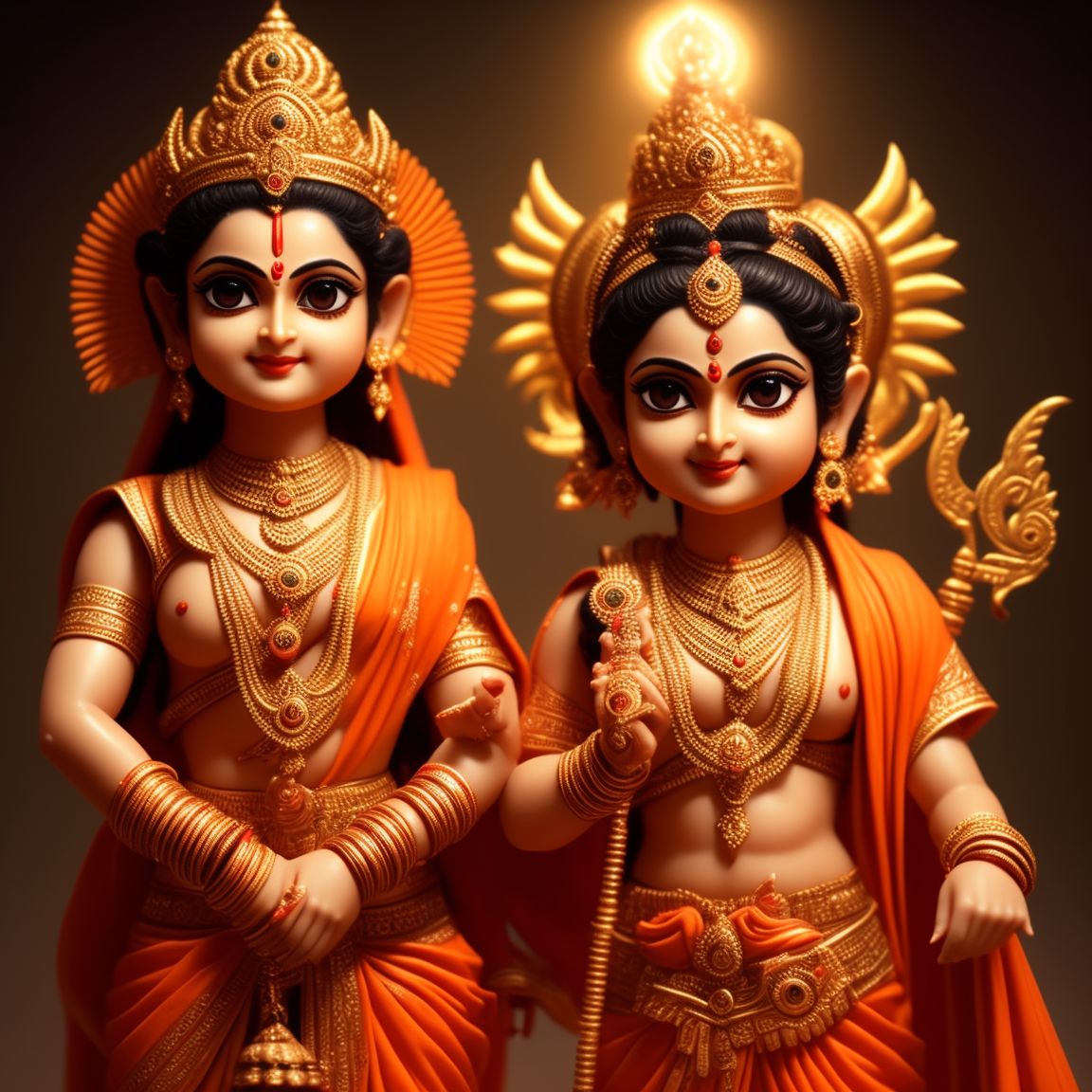 exotichare177 Hindu god lord Ram wearing orange clothes with his wife