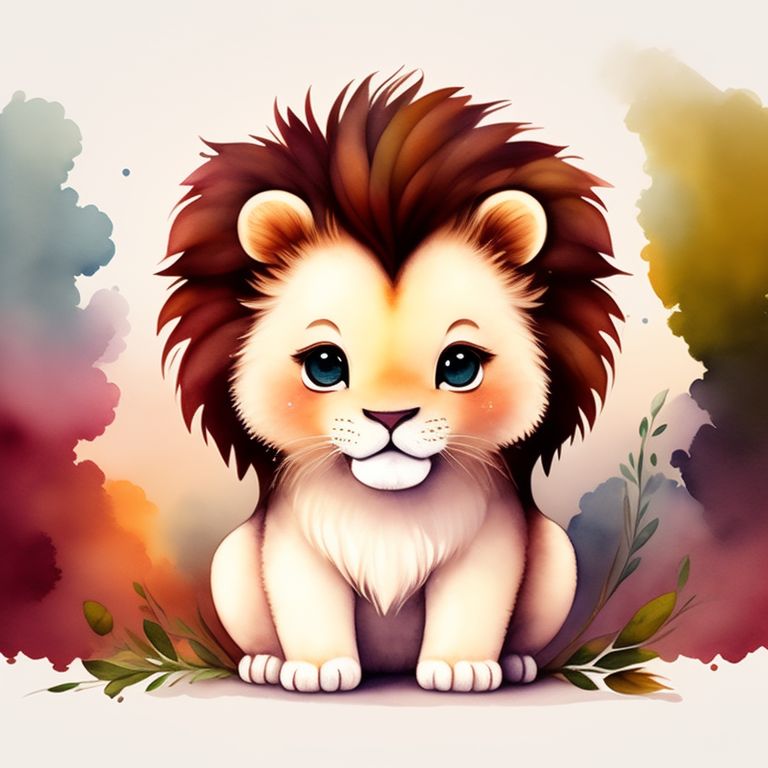 phony-deer847: a cute cartoon baby lion, whimsical, studio Ghibli, pixar,