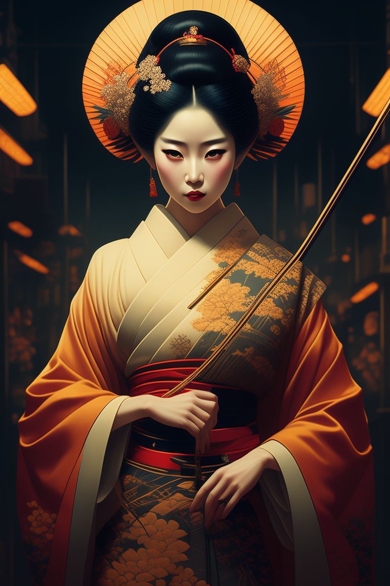tamir79: Geisha in London, background ukiyo-e style