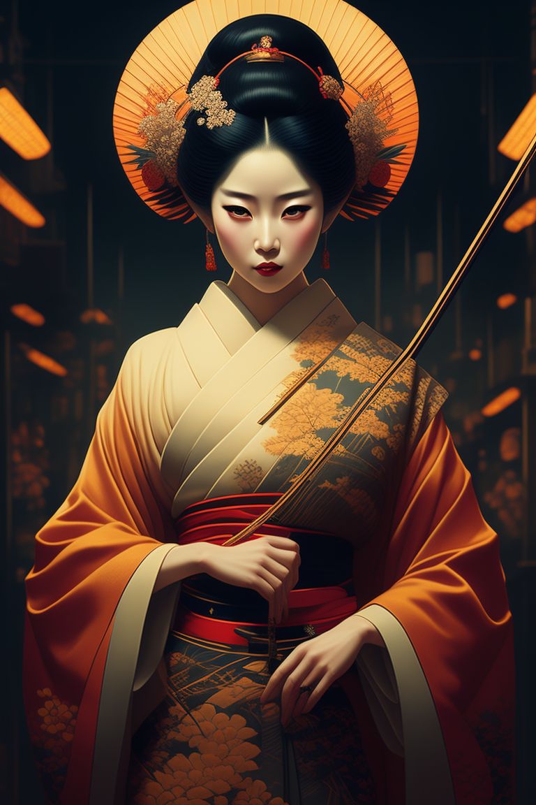 Tamir79: Geisha In London, Background Ukiyo-e Style