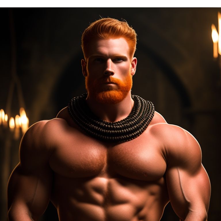 modern-snake197: Muscled male slave with short ginger hair, thick iron ...