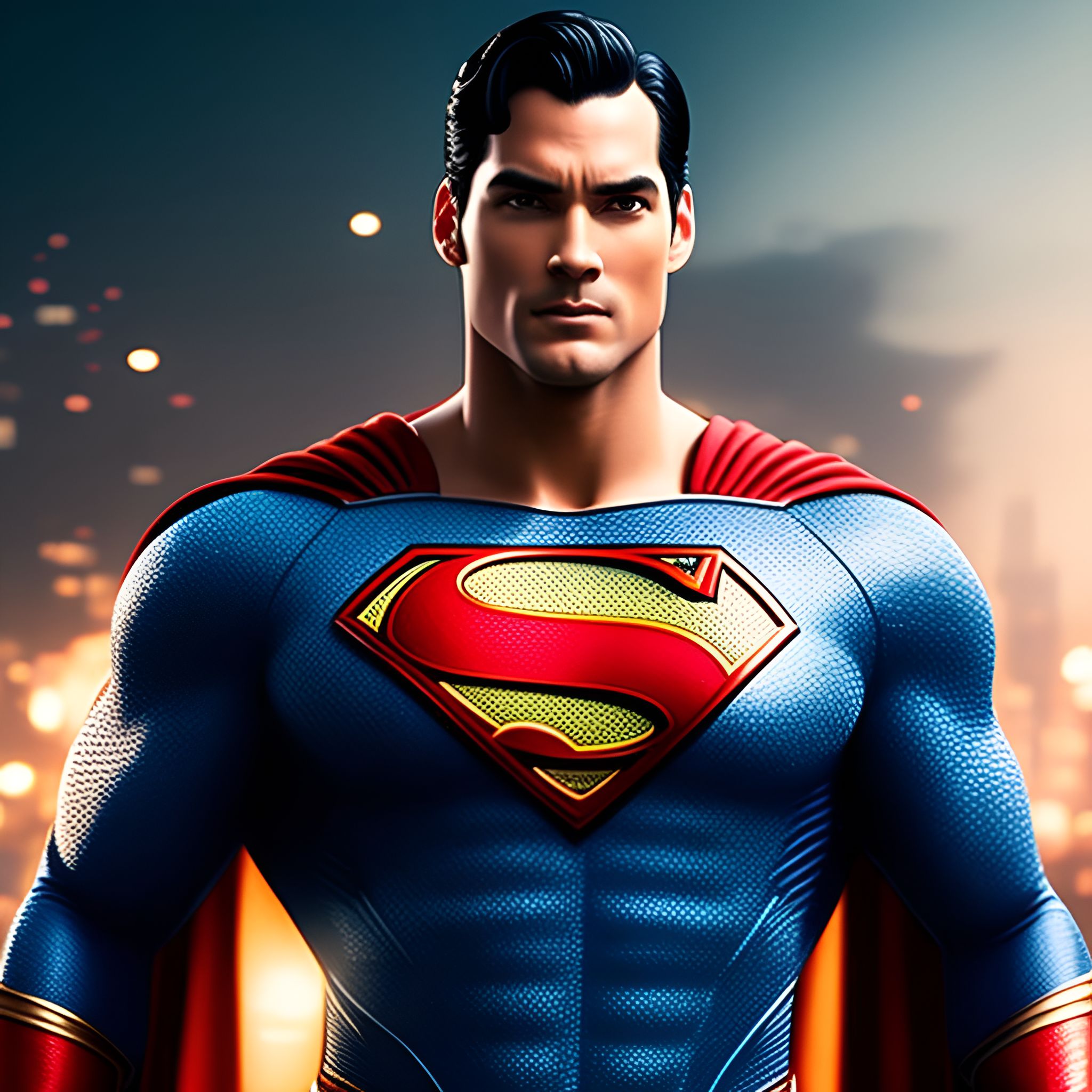 sleepy-gull200: Will Smith, wearing Superman costume, handsome, realistic,  city background
