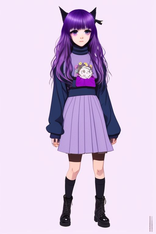 jaysonlynn: A kawaii-goth teenage girl with ashy-purple hair like ...