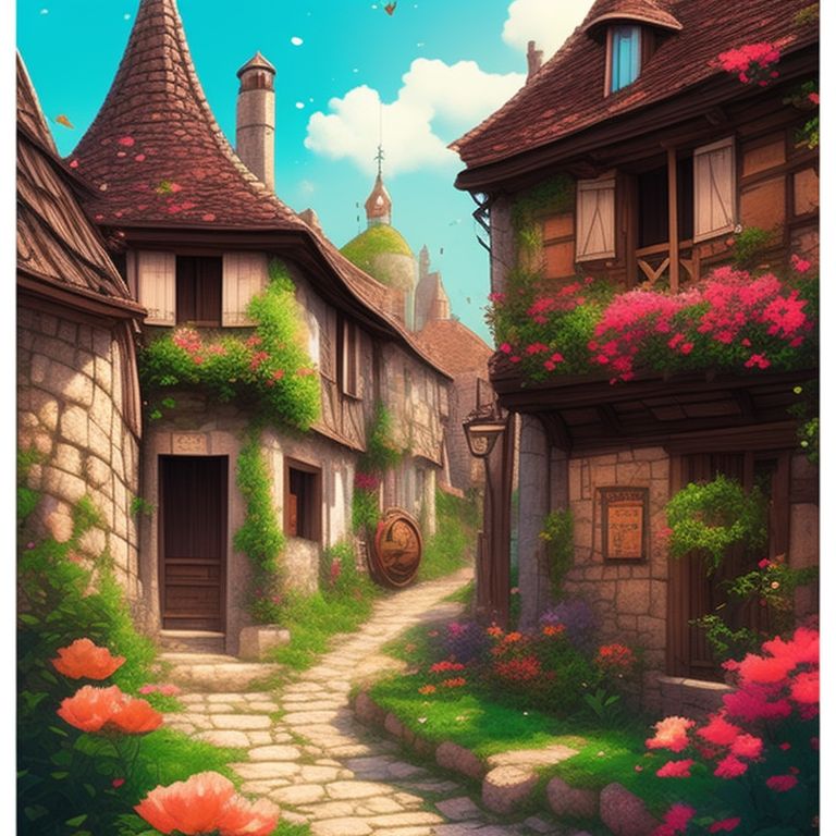 silky-shark789: medieval French Village, dreamy , sunny