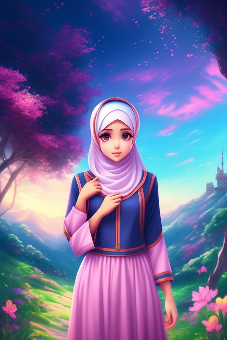 Hijabi girl, love, preety, muslimah, cute, pie, anime, nice