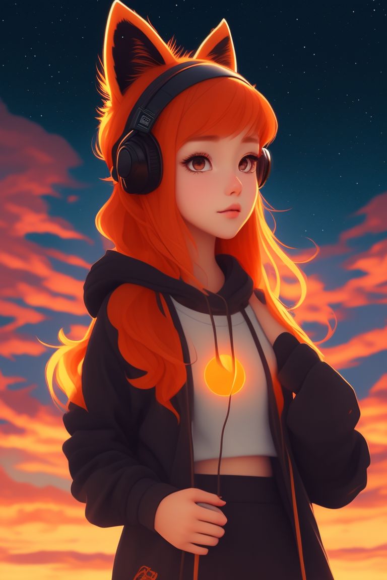 Orange hoodie hot sale girl anime