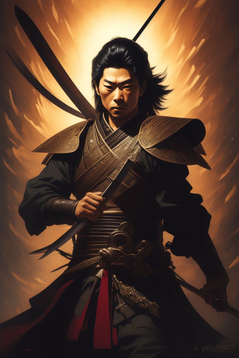tamir79 Musashi Miyamoto, detailing face, national hero of Japan
