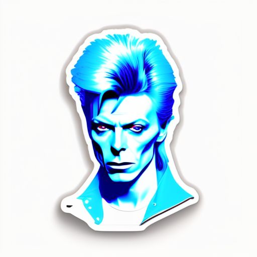 Vector illustration, Minimalistic, Digital illustration, DAVID BOWIE, music video "blue jean" in the 80's, Sticker, Electric Colors, Vintage, Contour, realistic, White Background, Detailed

, T-shirt design, Dramatic Lighting, Trending on Artstation, Award winning, Icon, Highly detailed