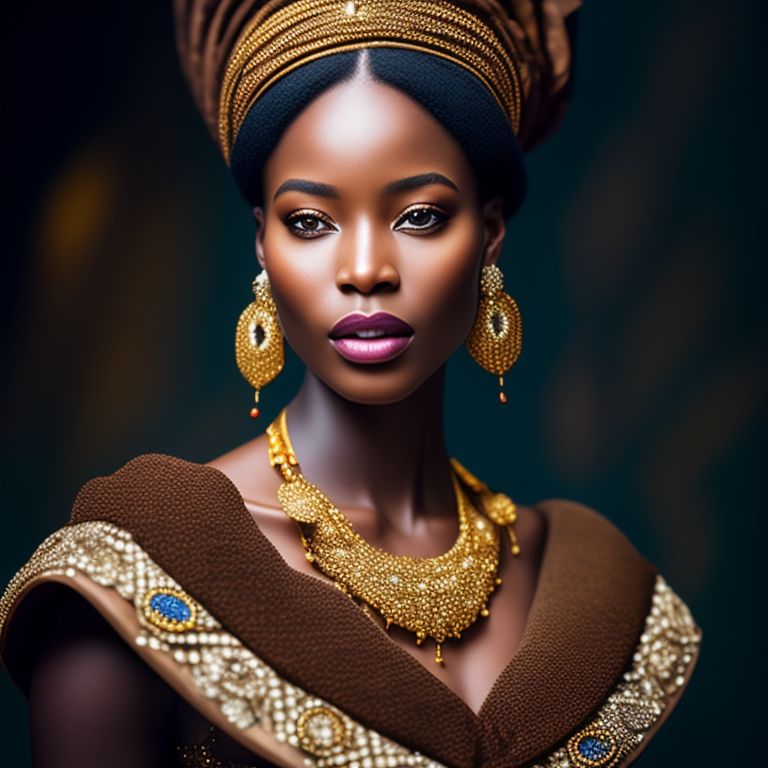 Ashtrix: african Princess in brown Gown