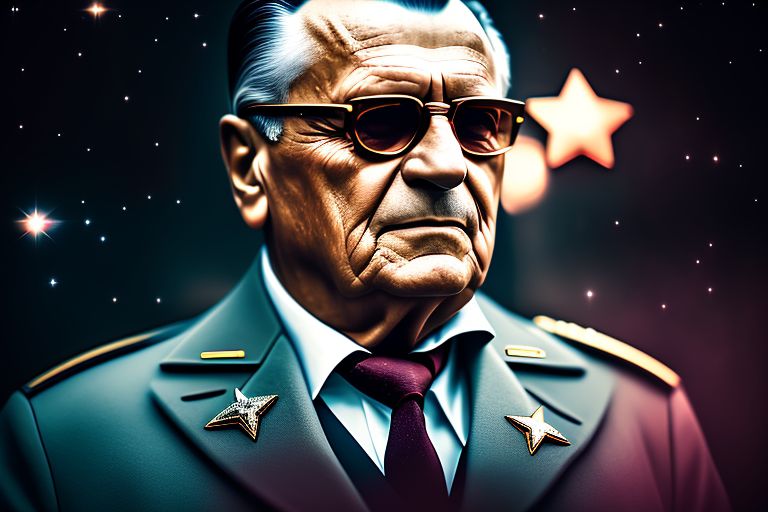 dim-lion434: Josip Broz Tito portrait Space with a stars, as a background