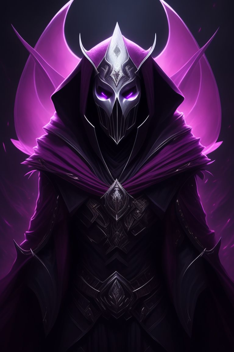Malthael, Dark Angel, Portrait, D&D, Wizard, character, in a dark background with subtle hints of violet and pink lighting, Highly detailed, Digital painting, Artstation, Intense, Sharp focus, horror-style, reminiscent of tim burton's art, by artist sam yang and artgerm.