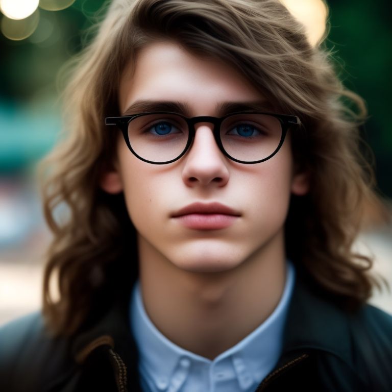 Boy with round outlet glasses