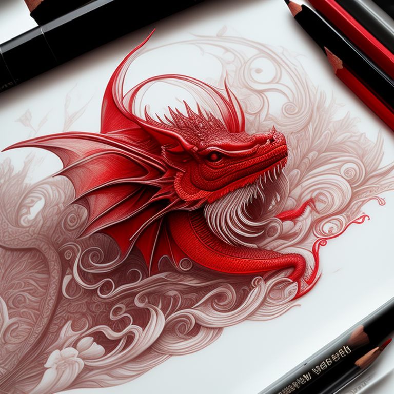 Dragon Drawing Sharp Focus Intricate Detail · Creative Fabrica