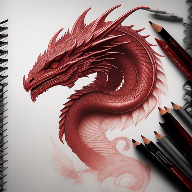 Dragon Drawing Sharp Focus Intricate Detail · Creative Fabrica