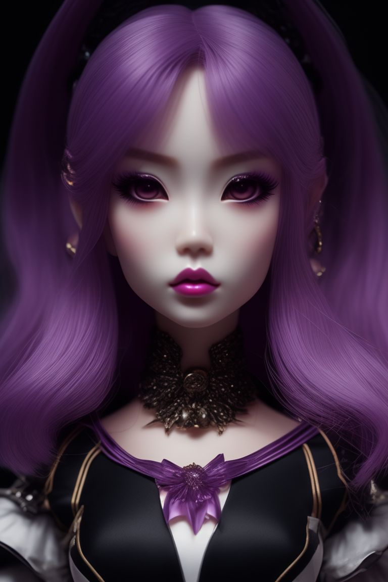 Rick_Mile: Crie uma boneca realista de pele humana como barbie japonesa de  cabelo roxo soltos e longos e franja parecida com a Saori Kido dos  Cavaleiros do Zodíaco